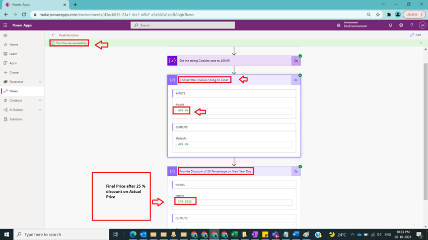 Usage of Float Function in Power Automate
